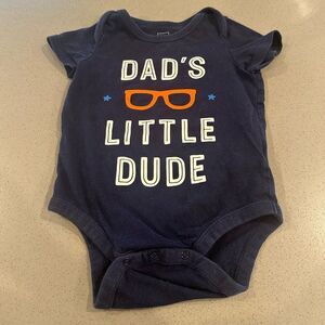 Baby Gap Navy Blue Short sleeve Onesie 'Dad's Little Dude' size 12-18 months